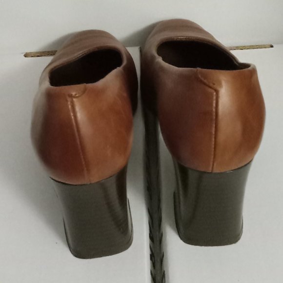 Joe Sanchez Vintage Brown Leather Chunky Block Heel shoes cottagecore boho sz 40 - Picture 4 of 10